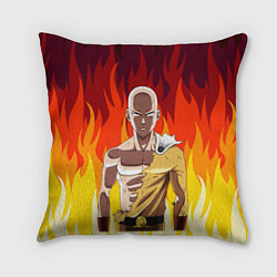 Подушка квадратная Saitama in fire, цвет: 3D-принт
