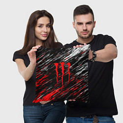 Подушка квадратная Monster energy полосы красок, цвет: 3D-принт — фото 2