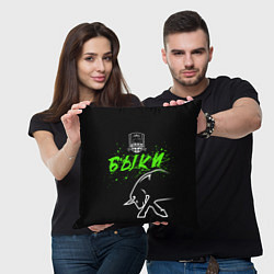 Подушка квадратная ФК Краснодар - быки, цвет: 3D-принт — фото 2