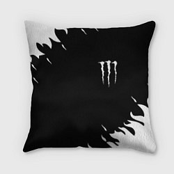 Подушка квадратная Monster energy fire white, цвет: 3D-принт