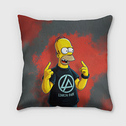 Подушка квадратная Гомер в футболке Linkin Park, цвет: 3D-принт