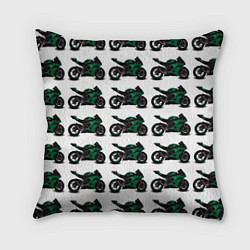 Подушка квадратная Motorbike dark green, цвет: 3D-принт