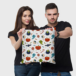 Подушка квадратная Halloween pumpkin show, цвет: 3D-принт — фото 2