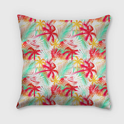Подушка квадратная Palm red yellow, цвет: 3D-принт