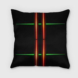 Подушка квадратная Neon green black red line, цвет: 3D-принт