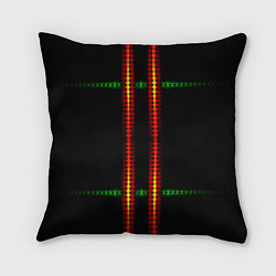 Подушка квадратная Neon black green circles, цвет: 3D-принт