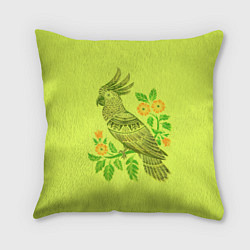 Подушка квадратная Попугай с маргаритками, цвет: 3D-принт