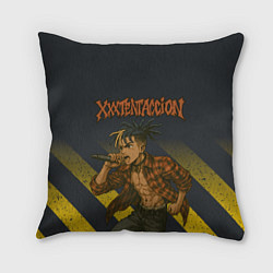 Подушка квадратная XXXTentacion с микрофоном в аниме стиле, цвет: 3D-принт