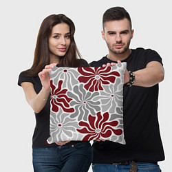 Подушка квадратная Цветы cherry and grey pattern, цвет: 3D-принт — фото 2