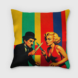 Подушка квадратная Чарли Чаплин против Мэрилин Монро поп-арт, цвет: 3D-принт