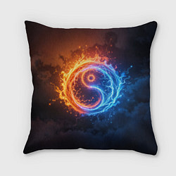 Подушка квадратная Инь ян огонь и лёд, цвет: 3D-принт