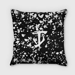 Подушка квадратная Дум белые брызги красок, цвет: 3D-принт