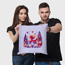 Подушка квадратная Новогодняя лошадь, цвет: 3D-принт — фото 2