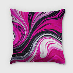 Подушка квадратная Розово белая абстракция, цвет: 3D-принт