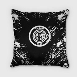 Подушка квадратная Inter белые штрихи красок, цвет: 3D-принт