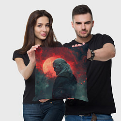 Подушка квадратная Ведьмак на фоне красной луны, цвет: 3D-принт — фото 2