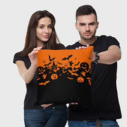 Подушка квадратная Хэллоуин тыквы и призраки, цвет: 3D-принт — фото 2