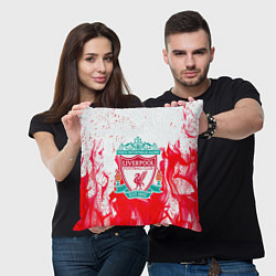 Подушка квадратная Liverpool розовый огонь, цвет: 3D-принт — фото 2