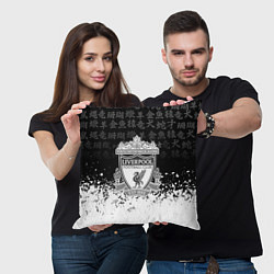 Подушка квадратная Liverpool японские символы краски, цвет: 3D-принт — фото 2