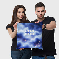 Подушка квадратная 2026 сине-голубая дымка, цвет: 3D-принт — фото 2