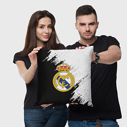 Подушка квадратная Real Madrid текстура штрихи, цвет: 3D-принт — фото 2