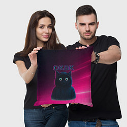 Подушка квадратная Окак мем с черным котом, цвет: 3D-принт — фото 2
