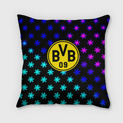 Подушка квадратная Borussia неоновые снежинки, цвет: 3D-принт