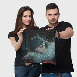 Подушка квадратная Маомао с кошачьими ушками, цвет: 3D-принт — фото 2