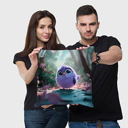 Подушка квадратная Круглый удивленный птенец, цвет: 3D-принт — фото 2