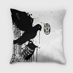 Подушка квадратная Ювентус черная птица краски, цвет: 3D-принт