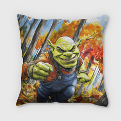 Подушка квадратная Шрек в осеннем лесу, цвет: 3D-принт