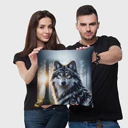 Подушка квадратная Морда волка - Россия, цвет: 3D-принт — фото 2