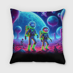 Подушка квадратная Рик и Морти на сказочной неоновой планете, цвет: 3D-принт