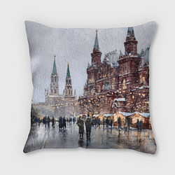 Подушка квадратная Московский новогодний день, цвет: 3D-принт