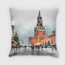 Подушка квадратная Новогодний Кремль, цвет: 3D-принт