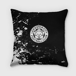 Подушка квадратная Лестер сити краски белые, цвет: 3D-принт