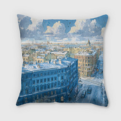 Подушка квадратная Зимний утренний Питер, цвет: 3D-принт