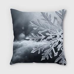 Подушка квадратная Снежинка на черно белое, цвет: 3D-принт