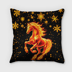 Подушка квадратная Пылающая лошадь, цвет: 3D-принт