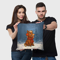 Подушка квадратная Лошадка ловит снежинку, цвет: 3D-принт — фото 2