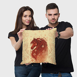 Подушка квадратная Славянский конь, цвет: 3D-принт — фото 2