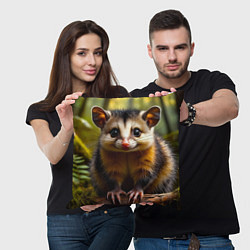 Подушка квадратная Опоссум в летнем лесу, цвет: 3D-принт — фото 2