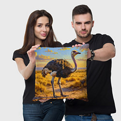 Подушка квадратная Страус саванны, цвет: 3D-принт — фото 2