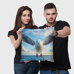 Подушка квадратная Чайка над волной, цвет: 3D-принт — фото 2