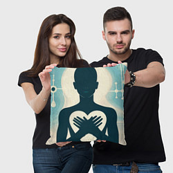 Подушка квадратная Сердце донора, цвет: 3D-принт — фото 2