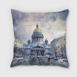 Подушка квадратная Санкт-Петербург зимний город, цвет: 3D-принт