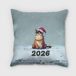 Подушка квадратная Уставшая лошадка 2026, цвет: 3D-принт