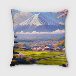 Подушка квадратная Сакура у подножия Фудзиямы