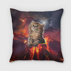 Подушка квадратная Кот на вулкане, цвет: 3D-принт
