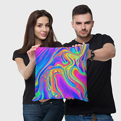 Подушка квадратная Цветные разводы, цвет: 3D-принт — фото 2